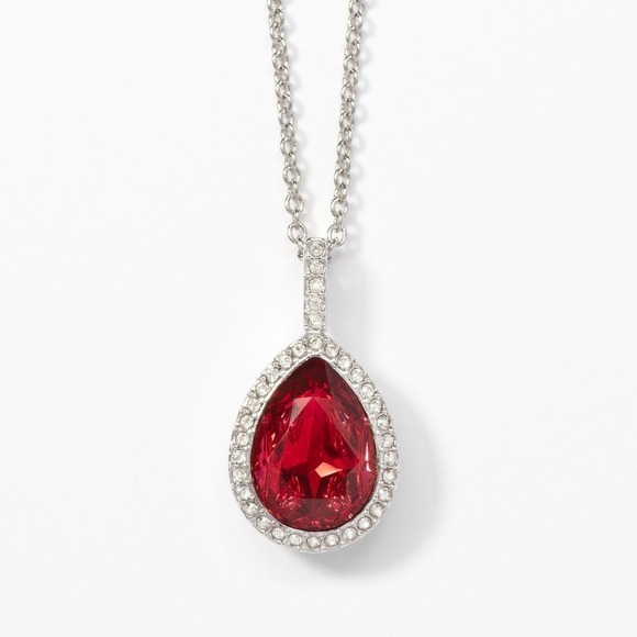 Touchstone Crystal Jewelry - Touchstone‎ Crystal by Swarovski Rhodium Red Scarlet Windsor Necklace